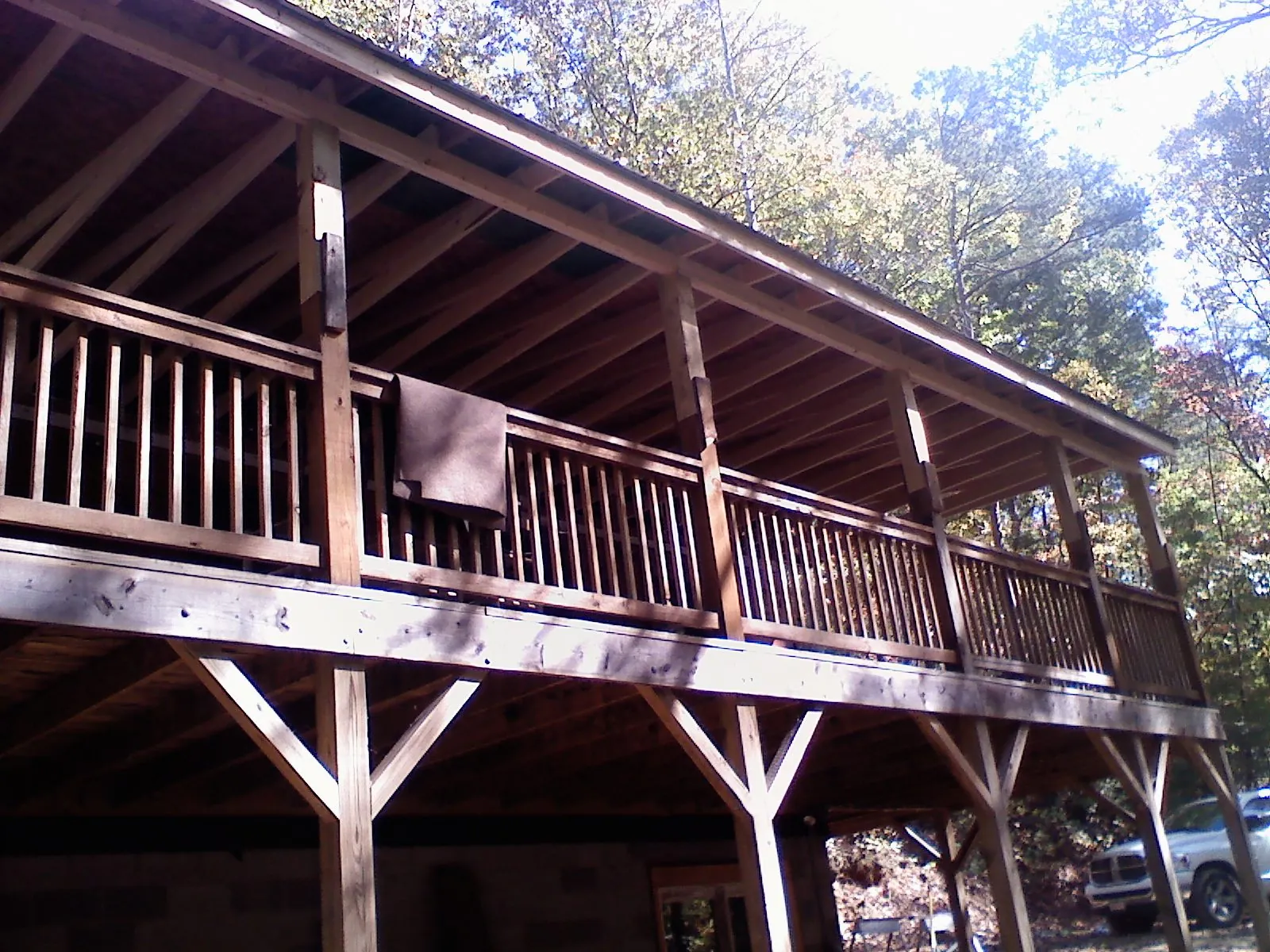 Timber framing under a new elevated porch and deck — Roof Leak Repair in Dry Branch by Roofing Brothers